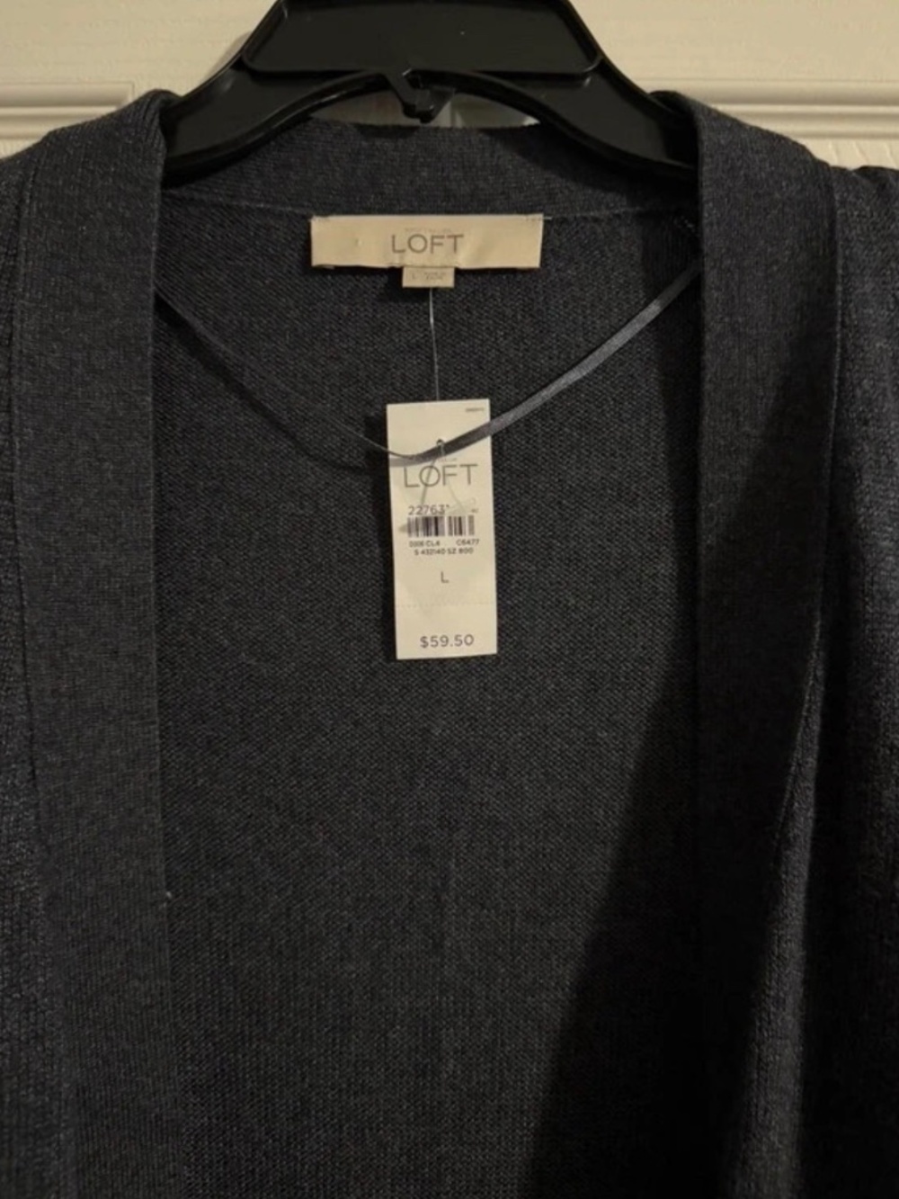 Ann Taylor LOFT Dark Gray Open Cardigan with tie sleeves